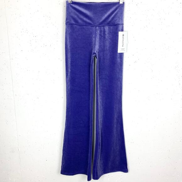 Athleta Womens Elation Velvet Flare Pants High Waist Stretchy Purple Size XS - Picture 2 of 14